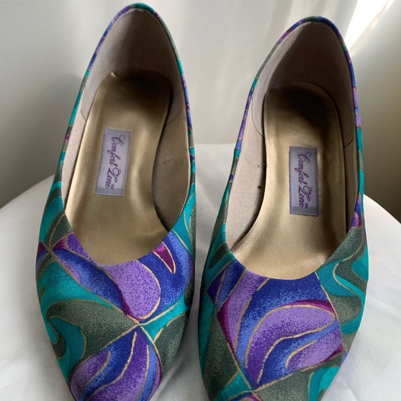 Vintage 80s Abstract Print Pumps - Picture 6 of 6
